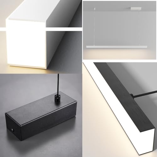 Lustre LED moderne noir 120 cm à intensité variable pour salon - 6