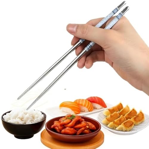 Hashi de Aço Inoxidável Reutilizáveis Antiderrapantes (2 Pares)