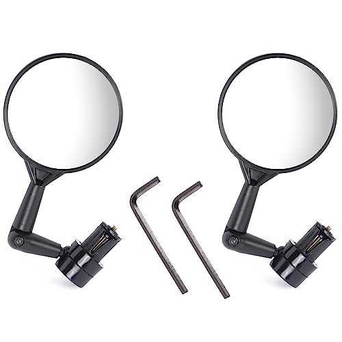 2PCS Bar End Bike Mirrors, 360°Rotatable Handlebar Bike Mirror, HD Wide Angle Bicycle Rear View Mirrors, Adjustable Universal Bicycle Mirrors for Mountain Road Bike Cycling