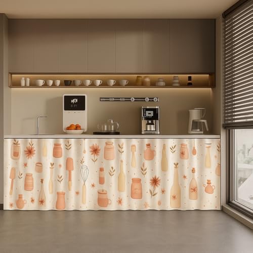 Image of Premium Printed Kitchen Sink Curtain | Washable & Dustproof Rod Pocket Counter Skirt | Perfect for Any Sink,Counter | Multicolor Cooking Theme for Home & Kitchen (150cm X 70cm) (2, Velan)