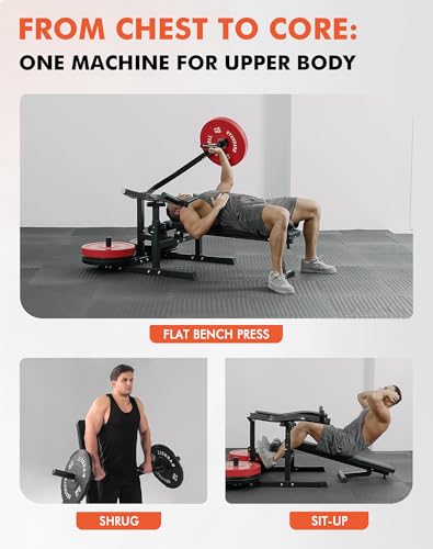 Image of GMWD Chest Press Machine, Bench Press Machine with Independent Converging Arms, Adjustable Flat Incline Bench for Chest, AB Workouts, Shoulder Home Gym Equipment