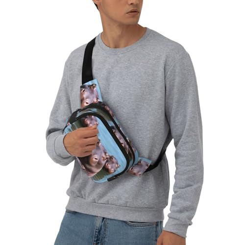 Niedliche Hippos Bauchtasche, verstellbare Umhängetasche, große Hüfttasche, Reisegürteltasche, Unisex, Bauchtasche