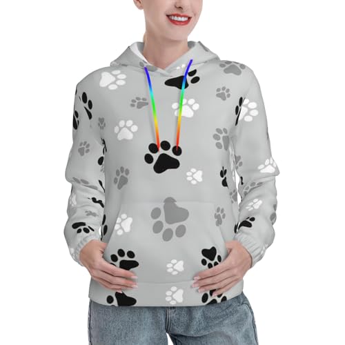 Sweat à capuche imprimé pattes d'animaux pour vos moments cocooning et balades d'automne