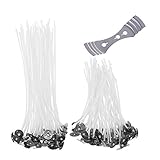 Kerzenherstellungs-Set, 100 Stück vorgewachste Kerzendocht mit 1 Stück Edelstahl-Docht fixiert...