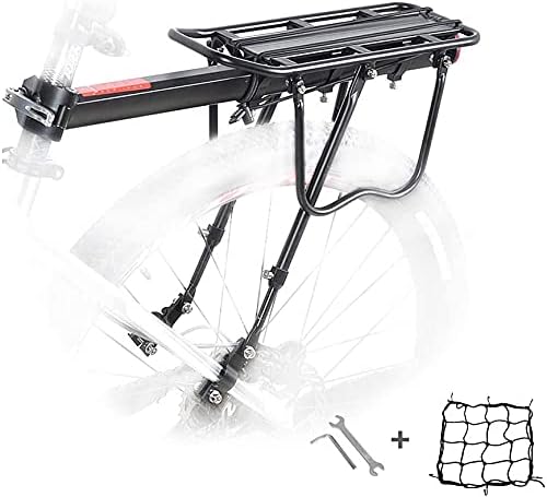 Bike Pannier Rack, Bicycle Rear Rack Cycling Seatpost Rack Aluminum Luggage Cargo Rack with Reflector and Cargo Net