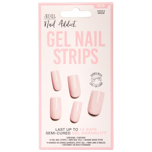Ardell Nail Addict Gel Nail Strips - Cupids Arrow, Cures with LED/UV Lamp, Lasts Up to 14 Days, 1-Pack
