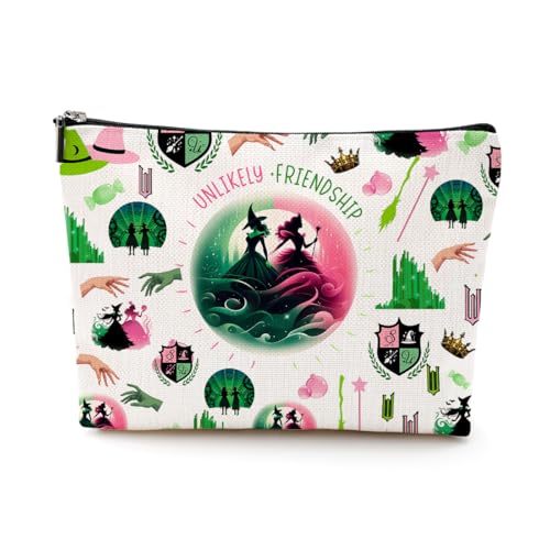 Witch Merch Makeup Bag Broadway Musical Cosmetic Bag Witch Gifts for Girls Women Elphaba And Glinda Fans Movie Lovers Witch Merchandise Unlikely Friendships