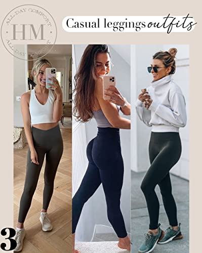 Hmuuo 2 Pack Leggings For Women Cross Waist No See-Through Tummy Control Yoga Pants Workout Running Legging #TOP3