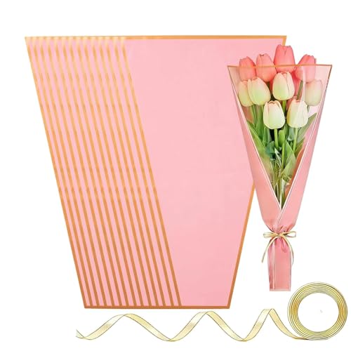 Sac à bouquet de fleurs transparent de qualité supérieure avec ruban satiné