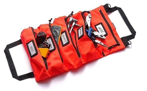 Official Maverick Tool Roll Bag - Easy to Carry 5-Pocket Roll Up Tool Bag - Durable Waterproof Canvas, YKK Zippers & Secure Buckle - A Loving Gift for Dads, Mechanics, Electricians & Hobbyists| Orange