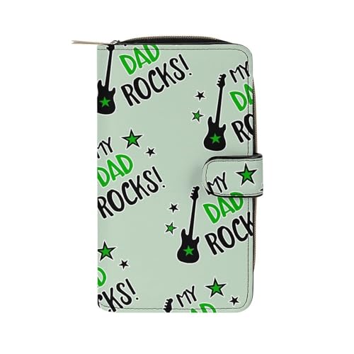 Guitar My Dad Rocks Long Wallet for Women Men Purses Coin Pouch Credit Card Holder Organizer