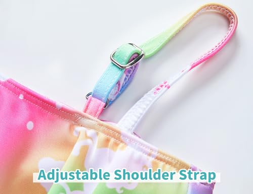 Image of Snowheart Girls Swimsuit Adjustable Shoulder Strap UPF50+ One-Shoulder Ruffle Bathing Suit 3-12T