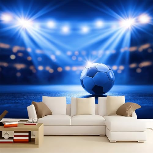 Azul Marino Papel pintado panorámico no tejido 250 x 175 cm Tamaño personalizado, póster mural gigante 3D, Luces De Neón Deportes Atletismo Fútbol para sala de estar dormitorio o restaurante