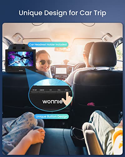 Wonnie 12.5" Portable Dvd Player With 10.5" Swivel Hd Screen,With Car Headrest Case,5-Hour Built-In Rechargeable Battery,Car Charger & Ac Adapter, Supports Usb/Sd Card/Sync Tv, Regions Free #TOP5