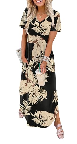 Image of WIHOLL Women's Summer Short Sleeve Dresses Maxi Dress Vacation Beach Sundresses 2026 with Pockets