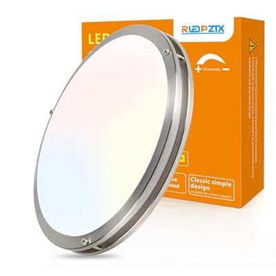 LED Ceiling Light Flush Mount: 16 Inch 36W Ceiling Light Fixture, Dimmable Ceiling Light Super Bright 3600LM, 3000K/3700K/4200K/5000K/6000K Adjustable for Bedroom Kitchen Hallway, 1 PACK, Nickel
