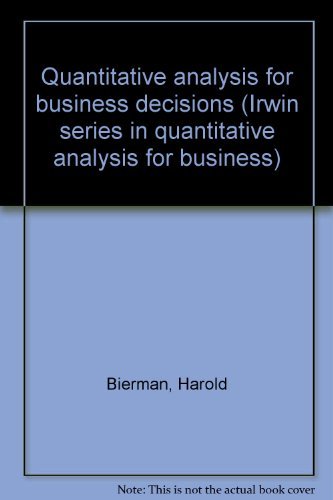 Quantitative analysis for business decisions (I... 0256000689 Book Cover