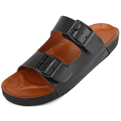 Sandália Chinela Casual Masculina de Couro Macio Burly Heads Preta Gênero:Masculino;Tamanho:42;Cor:P