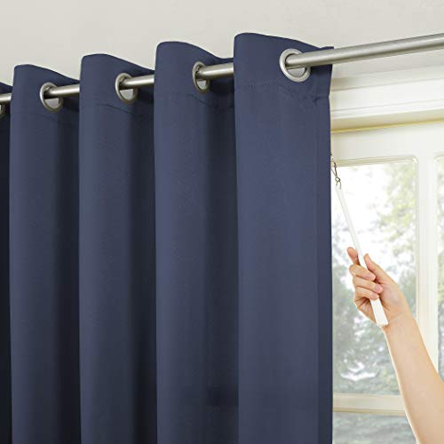 Sun Zero Barrow Energy Efficient Grommet Sliding Patio Door Curtain Panel, 100" X 84", Navy Blue #TOP1