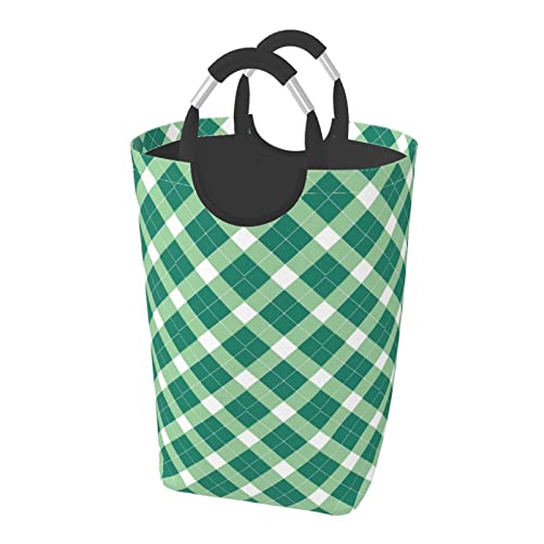 Green Tartan Foldable Laundry Hamper Collapsible Laundry Baskets With Handles Large Laundry Bag Dirty Clothes Hamper Organizer Laundry Bin Plaid #TOP5