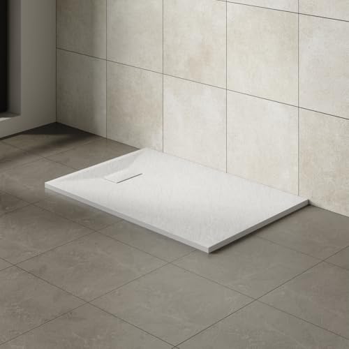 Aquariss SMC - Base de ducha antideslizante rectangular para mampara de ducha, 1200 x 800 mm, color blanco
