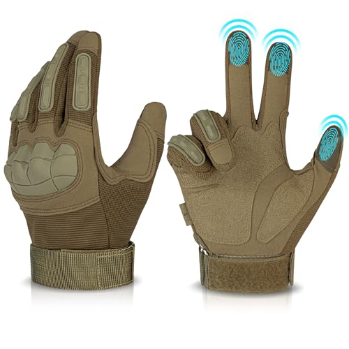 Tactical-Gloves-for-Men-Women-Motorcycle-Gloves-Touchscreen-Airsoft-Hunting-Shooting-Gloves-Black-Tan-for-Outdoor-Paintball-Work-Motorcycle-Climbing-Survival-Training