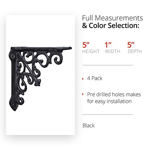 Nach JS-90-061 Victorian Antique Black Shelf Brackets 5 Inch thumb #2