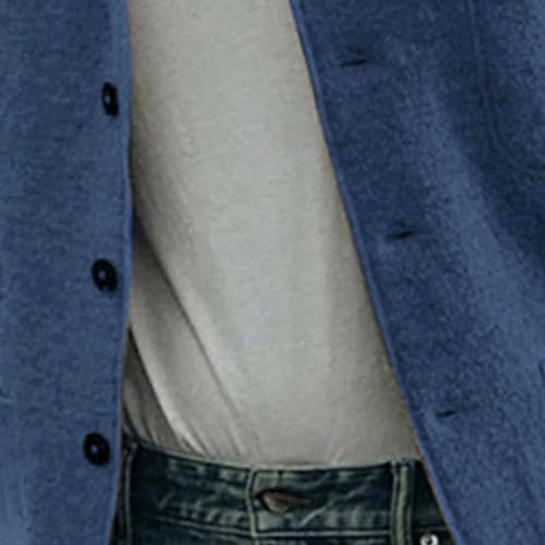 DGKaxiyaHM Men's Solid Colour Casual Shirt Jacket Lightweight Linen Sport Coat Button Down Overshirt Coat With Pockets (3X-Large,Haze Blue 1)4