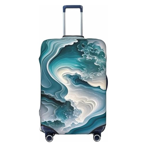 Ink Painting Jade Carvings Marble Texture Elastic Travel Luggage Covers Dustproof Scratch-Resistant Suitcase Protector Fit 22-24 Inch