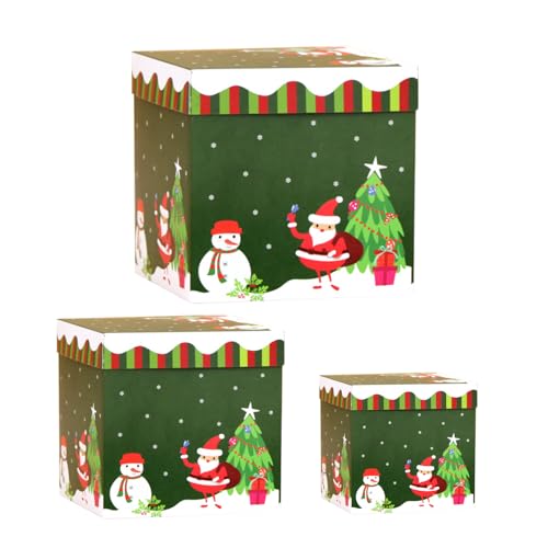Weihnachtsdeko in Kiste 7 Kustimantu Weihnachtliche Stapelboxen - 3 Teile Neujahr Weihnachtsmann...
