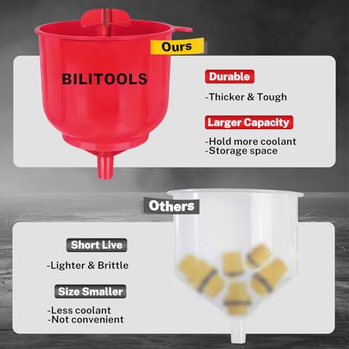 Image of BILITOOLS Coolant Funnel Kit, Automotive Radiator Coolant Filling Tool | No-Spill Universal Radiator Cooling System Bleeding Burping Tool Kit with Vent Tube