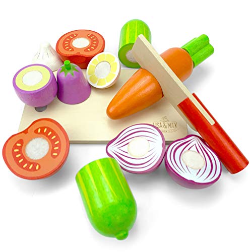 LISA & MAX Hochwertiges Holzobst Zum Schneiden für Kinder - Holz Zubehör für Kinderküche, Spielküche und Kaufladen…