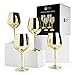 Price comparison product image Oak & Steel - 4 Elegant Gold Steel Wine Glasses - 540ml