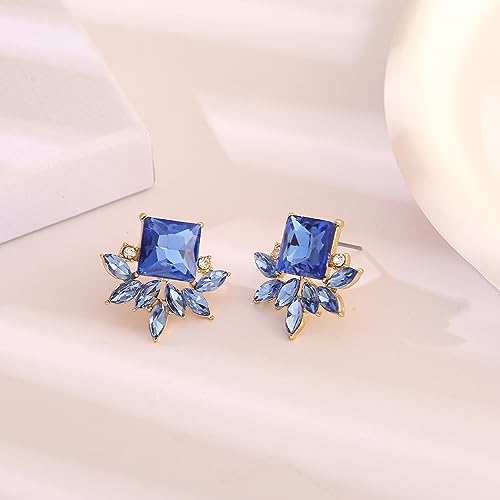 ATIMIGO Light Blue Rhinestone Crystal Drop Earrings Elegant Hypoallergenic Baby Blue Cluster Art Deco Earrings for Women Wedding Bridal Prom Formal2