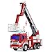 Gizmovine Fire Truck Toy Friction Power with Lights and Sounds, Extending Rescue Rotating Ladder Pull Back Construction Toys Vehicles for Toddlers Boys 4, 3, 2 Year Old, 1:16 Scale