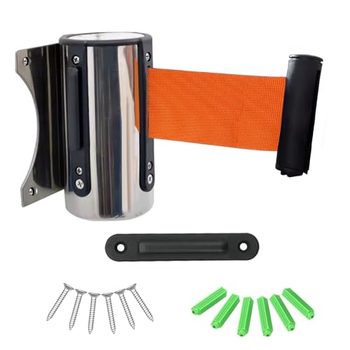 Barrière de sécurité rétractable de 2m avec sangle orange pour fixation murale - 2