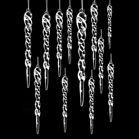 Pontedinvoy Christmas Tree Decoration Pendants - 12 Christmas Tree Snow Acrylic Icicle Decoration Pendants, Transparent Ice Bar Pendant for DIY Crafts Christmas Winter Decoration Tree of Life Pendant Cover
