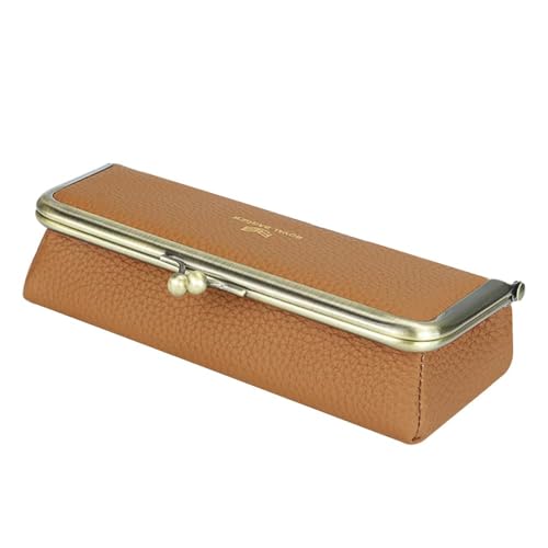 Image of Royal Bagger Genuine Leather Fashion Glasses Case - RFID Blocking, Fashion Pencil Bag with Kiss Lock, Coin Purse for Women