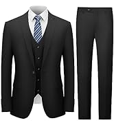 Cooper & Nelson Men's 3 Piece Slim Fit Suit Set, One Button Solid Blazer Jacket Vest Pants with Tie