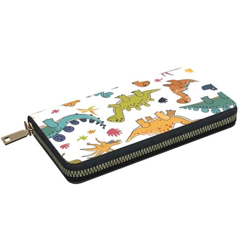 Dinosaur Pattern Printed Long Wallet for Women Men Cute Coin Purse with Card Holder2