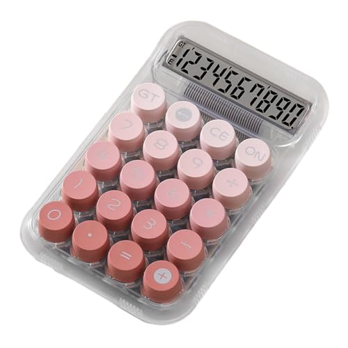 Generic Transparent Base Mechanical Calculator with Antiskid Feature, 10 Digit Model for Office and School Use, Pink