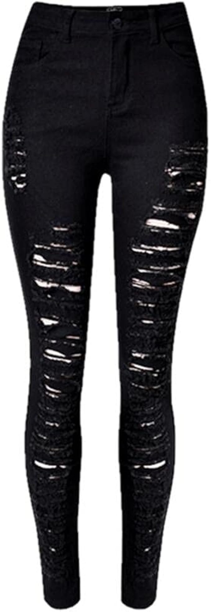 N\P Ripped Ladies Black Ripped Sexy Distressed Jeans Skinny Tall