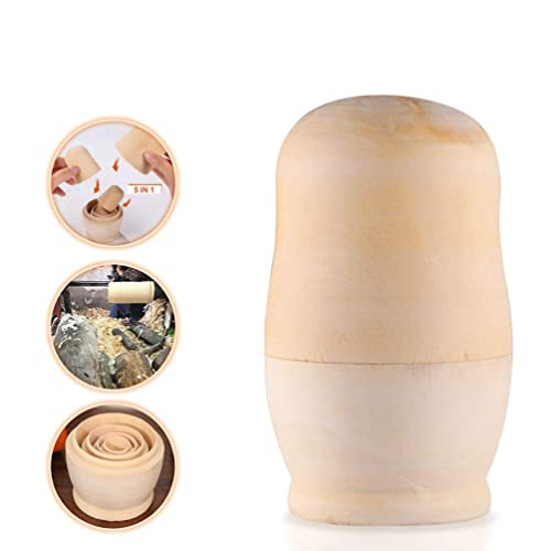 Russische Matroschka-Puppen,5 PCS Russische Holzpuppen Unbemalte Russische Puppen Matroschka-Puppen Handgefertigt in Russland Matroschka Rohling Holz Babushka Puppe