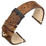 [ANNEFIT] 本革時計バンド 19mm ミリタリーレザー腕時計ベルト Quick Release レトロブラウン/ブラックバックル