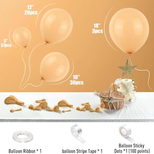 Image of 113 Pack Nude Balloons, Beige Apricot Balloon Garland Arch Kit 18 /12 /10 /5 Inch, Neutral Cream Peach Latex Party Balloons, Blush Taupe Helium Balloons for Boho Birthday Wedding Baby Shower Decorations