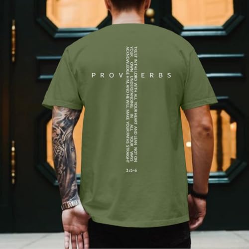 Image of Christian Shirts for Men Vintage Religious Cross Bible Verse T-Shirt Jesus Faith Tshirt Inspirational Graphic Tees