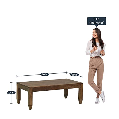 Image of DRIFTINGWOOD Sheesham Wood Rectangle Center Coffee Table for Living Room | Solid Wood Sofa Centre Table Without Storage for Home & Office | Natural Finish