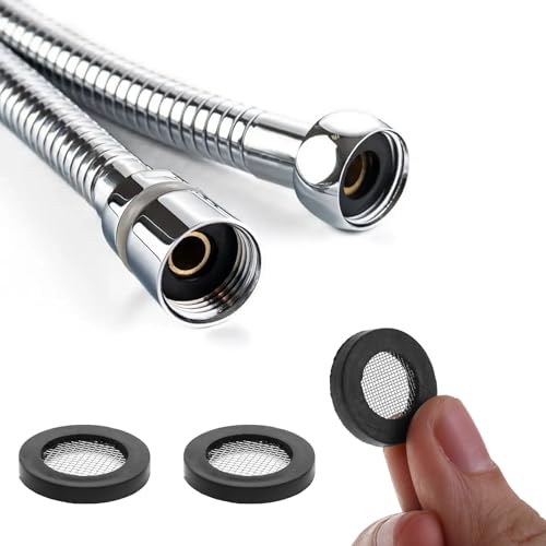 24 Stück Duschkopf Dichtung Sieb,Brausekopf Dusche Dichtung Sieb,Schwarz Gummidichtring,1/2 Zoll Dusch Duschschlauch Dichtung Filternetz,Dichtungsringe Set für Wasserhahn Schlauchverbinder