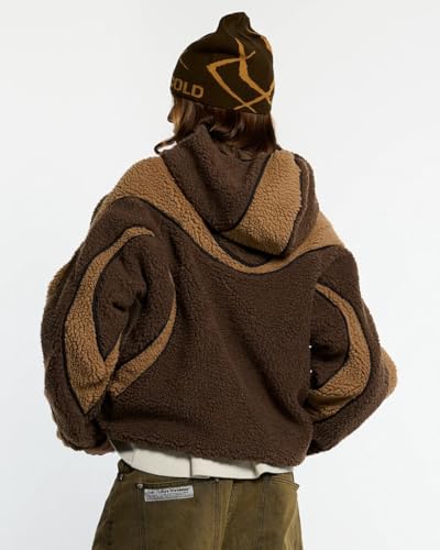 Men's Fashion Lamb Wool Zipper Hoodie Street Wear Long Sleeve Sweatshirt with Pocket4