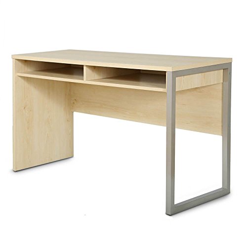 South Shore (SOUCS) South Shore Interface Desk – Sleek Metal Finish – Open Storage for Laptop and Tablet – Natural Maple,